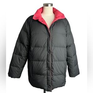 Lands End Puffer Goose-down Reversible Jacket Black/ Pink Medium 8-10